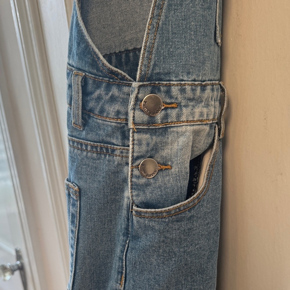 Twin Sisters Casual Blue Denim Distressed Overalls with Size L - Picture 11 of 16